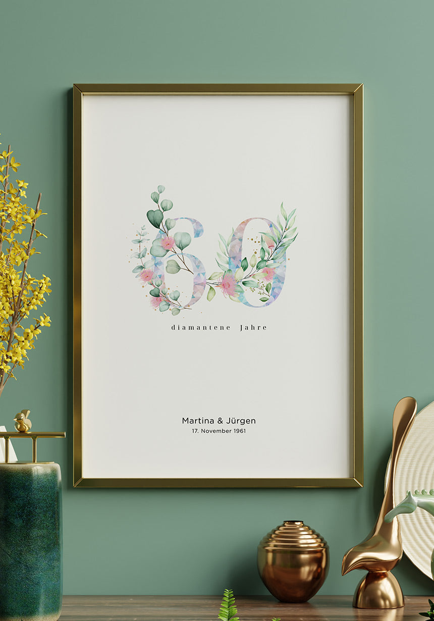 Diamant Hochzeit - Personalisierbares Poster als Geschenk