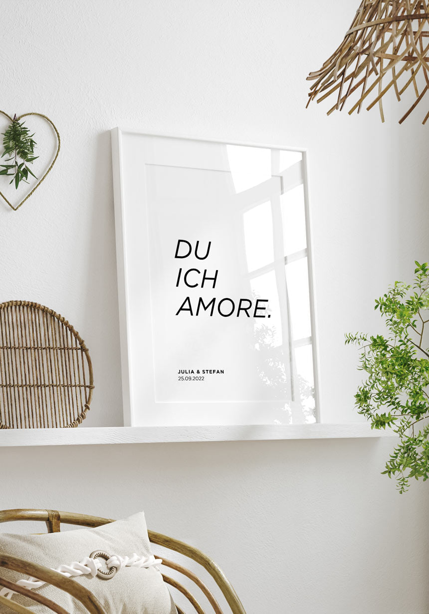 Personalisiertes Poster Du Ich Amore für Zuhause