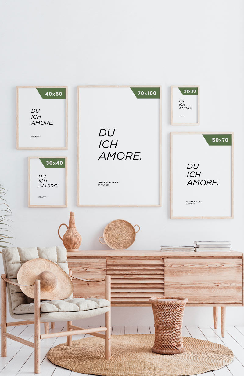 Personalisiertes Poster Du Ich Amore Postergrößen