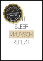 personalisierbares Poster eat sleep repeat personalisierbare Fläche