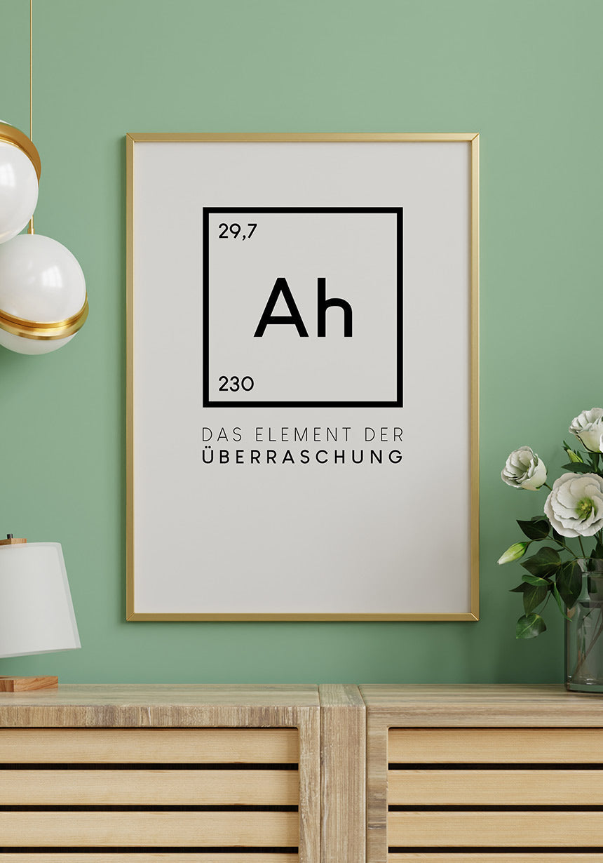 Ah the element of surprise poster black-white