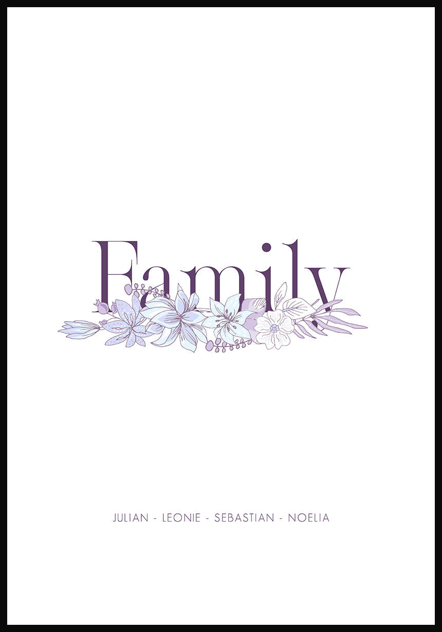 Family personalisierbares Poster mit Blumen