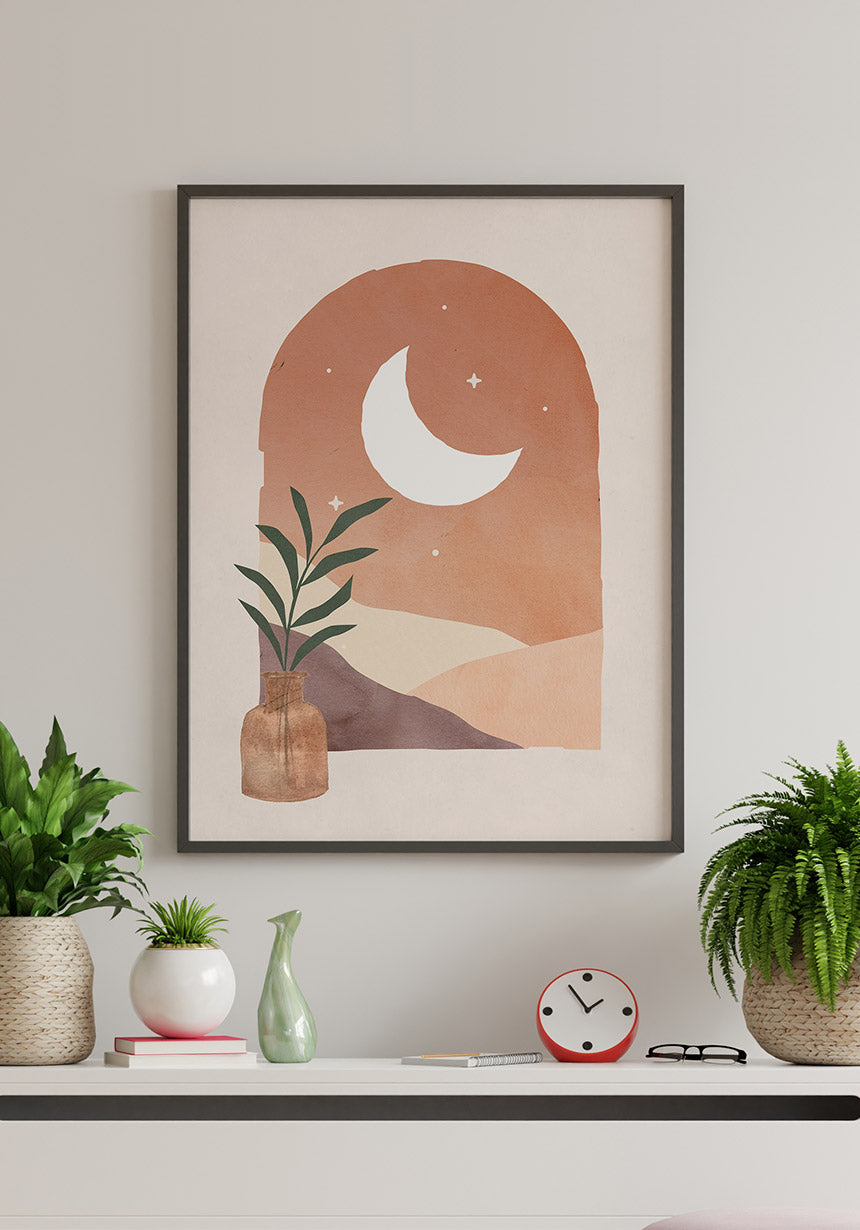 Poster window with half moon luna e sole in the living room