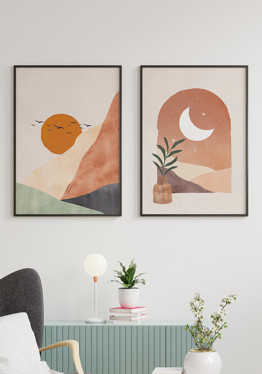 Poster window with half moon luna e sole as picture wall