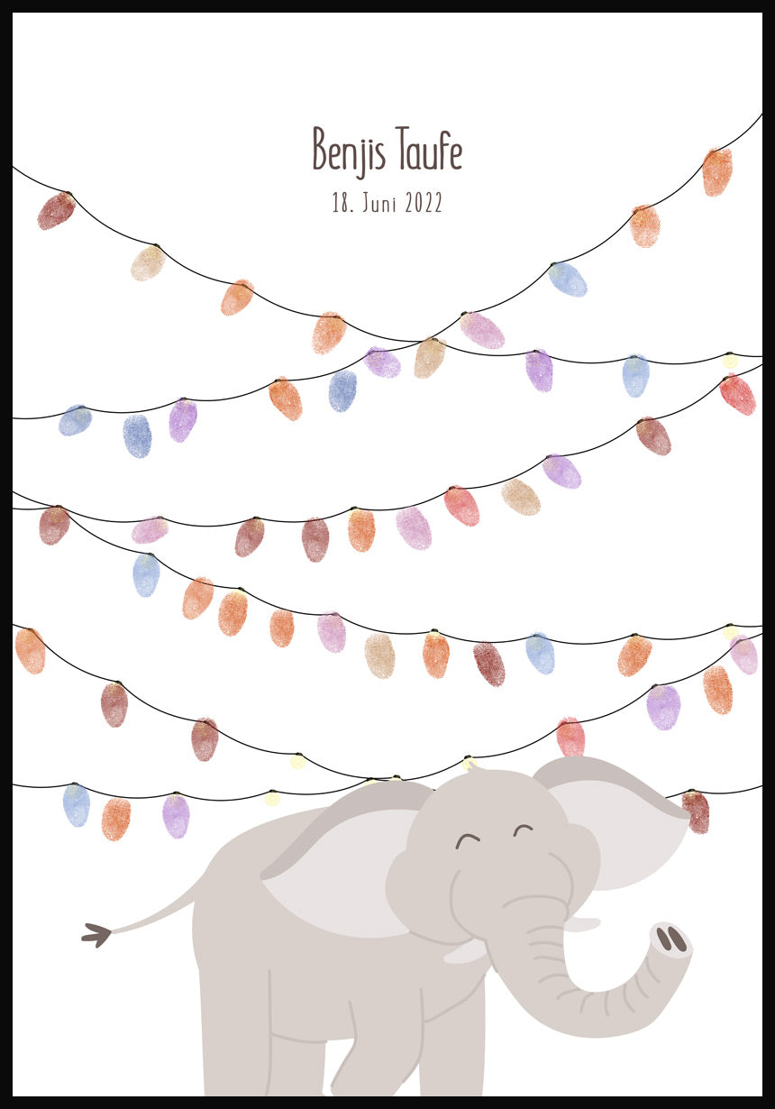 Personalisierbares Fingerabdruck-Poster Elefant