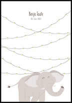 Personalisierbares Fingerabdruck-Poster Elefant deine Daten