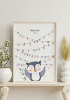 Poster Fingerabdruck Taufe Eule auf dem Regal