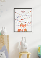 Poster Fingerabdruck Taufe mit Fuchs an weißer Wand