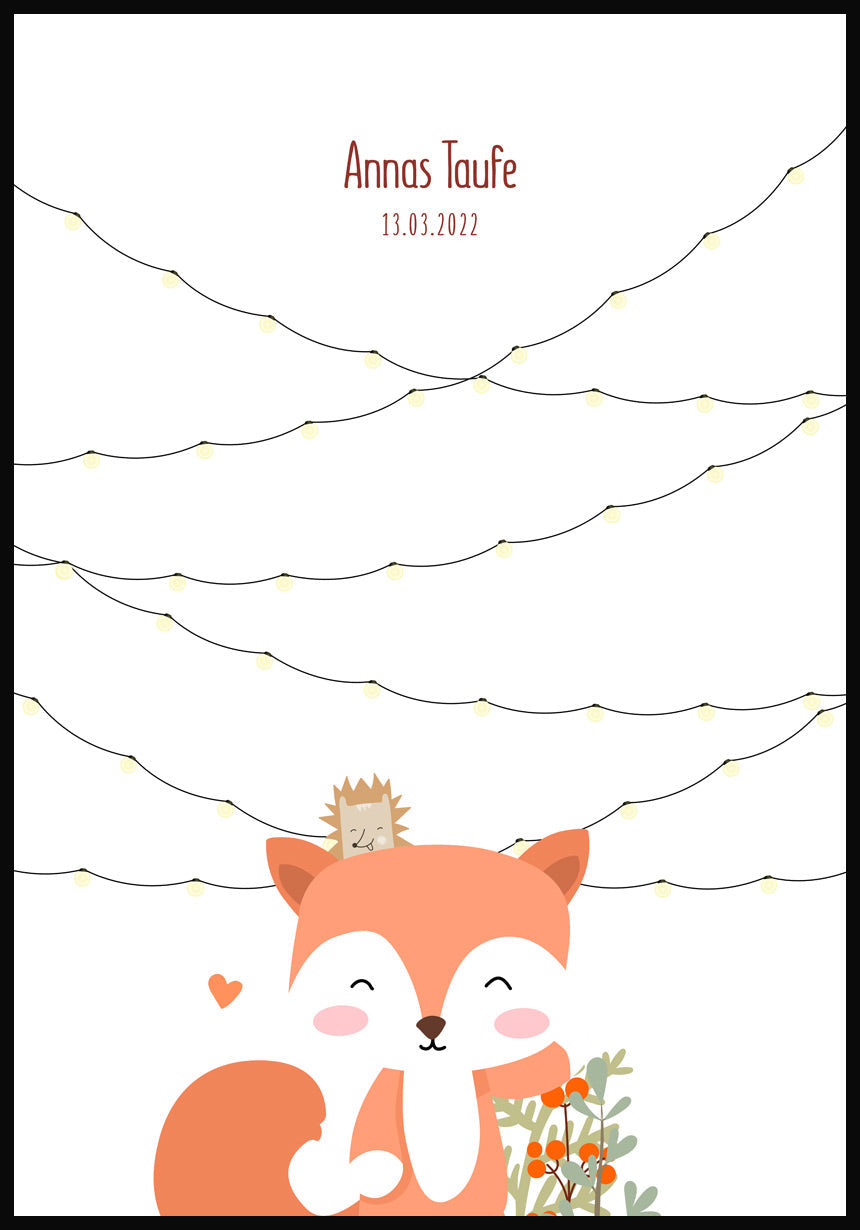 Poster Fingerabdruck Taufe mit Fuchs ohne Abdrücke