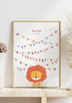 Personalisierbares Fingerabdruck-Poster Löwe Kinderzimmer