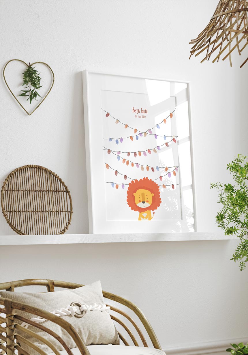 Personalisierbares Fingerabdruck-Poster Löwe Geschenk