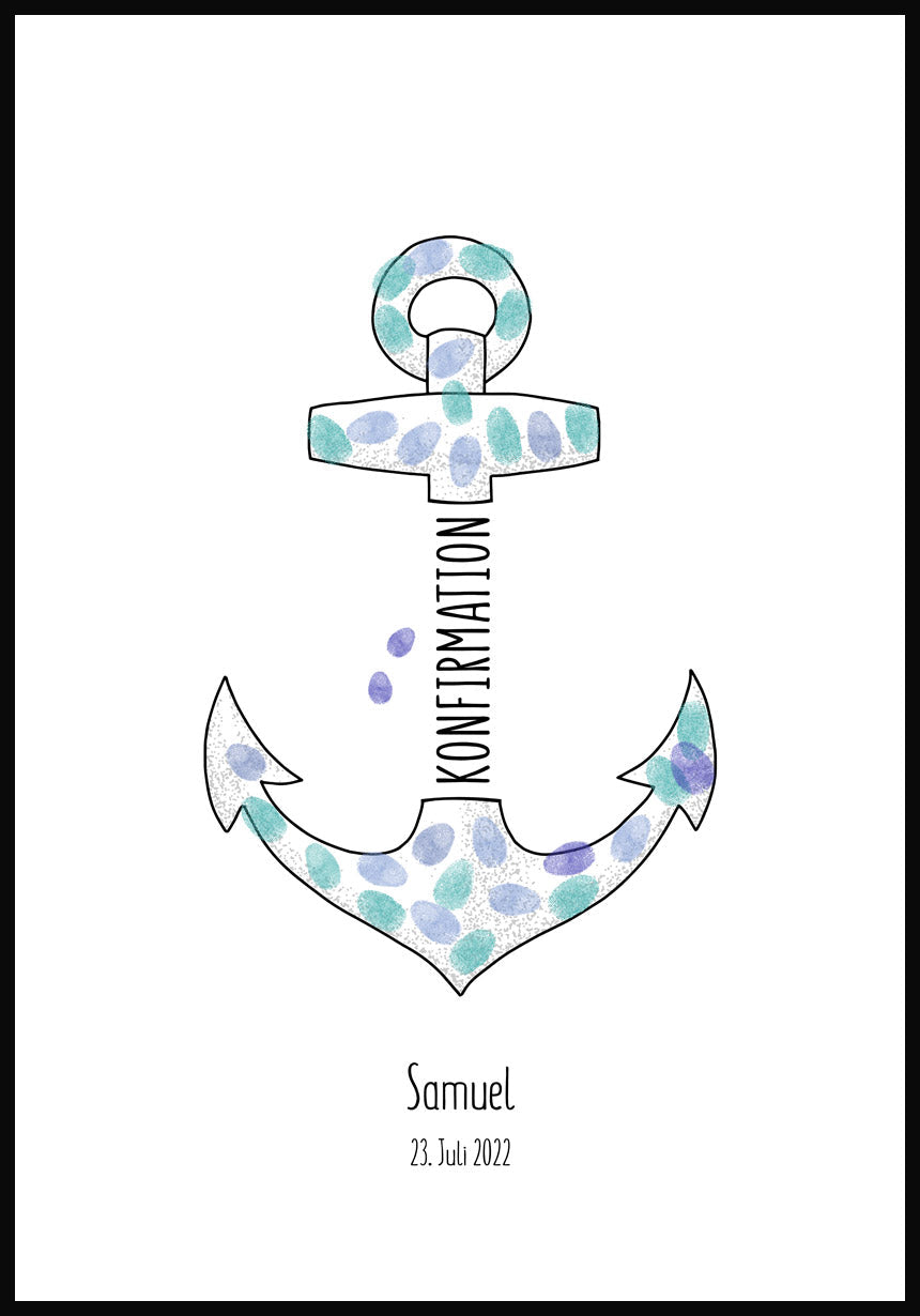Fingerabdruck Anker - Personalisiertes Poster Konfirmation