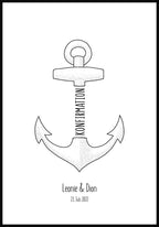 Fingerabdruck Anker - Personalisiertes Poster Konfirmation im Rahmen