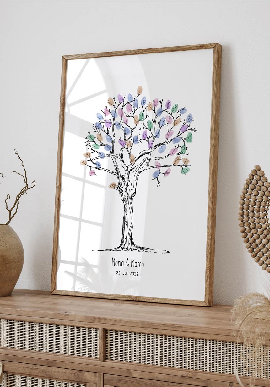 Fingerabdruck-Poster Baum Fingerfarbe