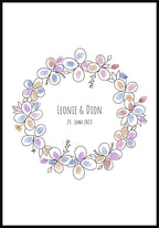 Fingerabdruck-Poster Blumenkranz personalisiert