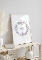 Fingerabdruck-Poster Blumenkranz personalisiert Geburtstag