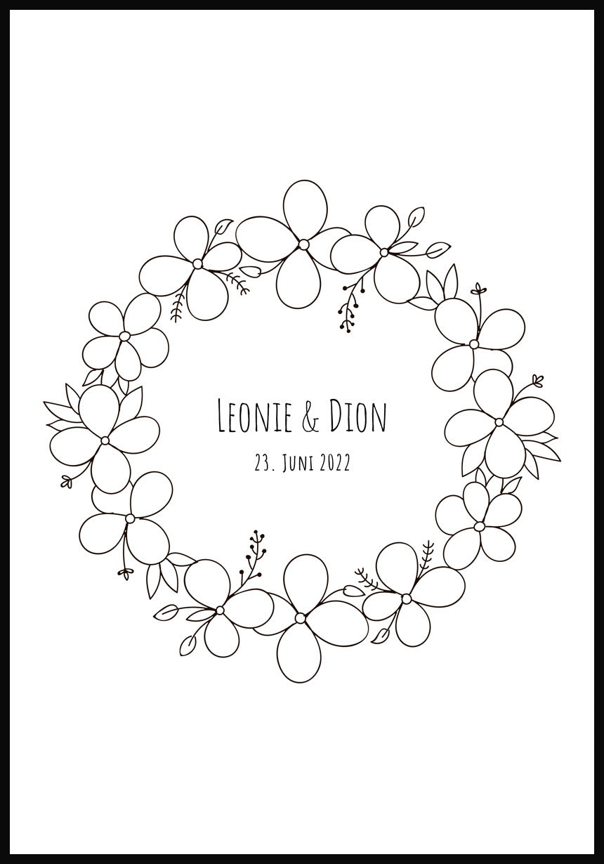 Fingerabdruck-Poster Blumenkranz personalisiert Geschenk