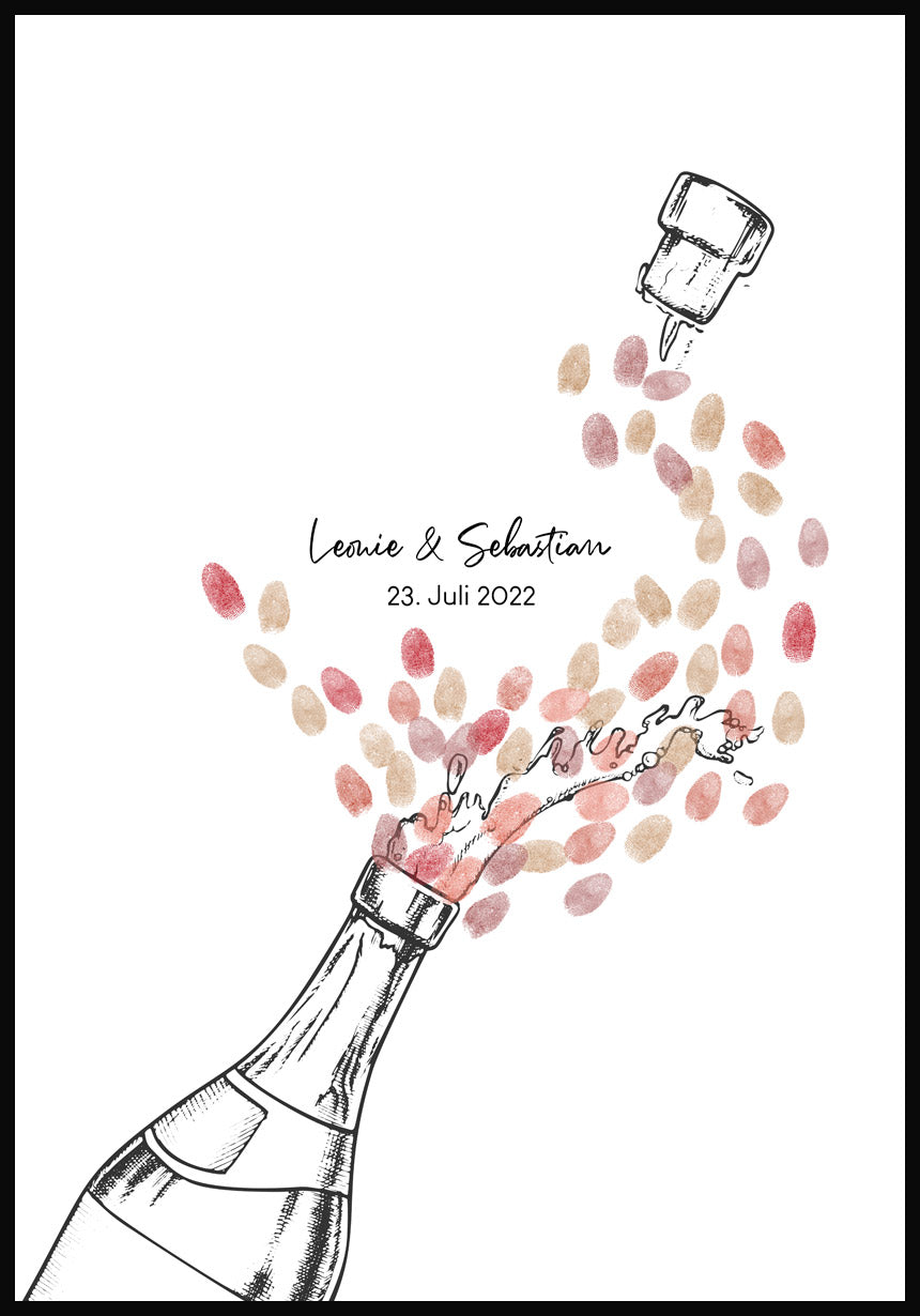 Fingerabdruck-Poster Champagner personalisiert