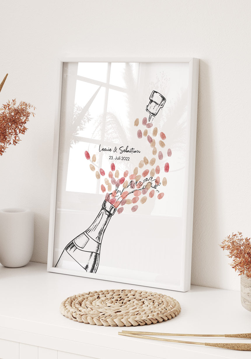 Fingerabdruck-Poster Champagner personalisiert Fingerfarbe