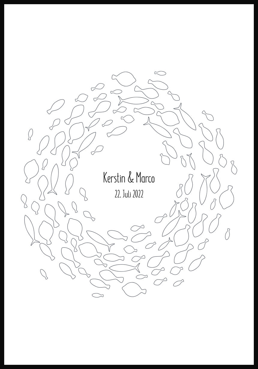 Fingerabdruck Fische im Kreis - Personalisiertes Poster Geschenk