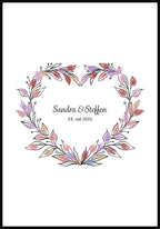 Fingerabdruck-Poster Blumenherz personalisiert