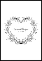 Fingerabdruck-Poster Blumenherz personalisiert mit Nmane