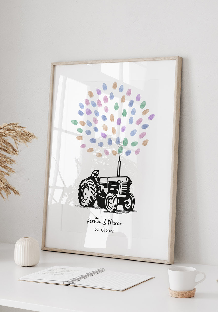 Fingerabdruck-Poster Traktor personalisiert Geschenk