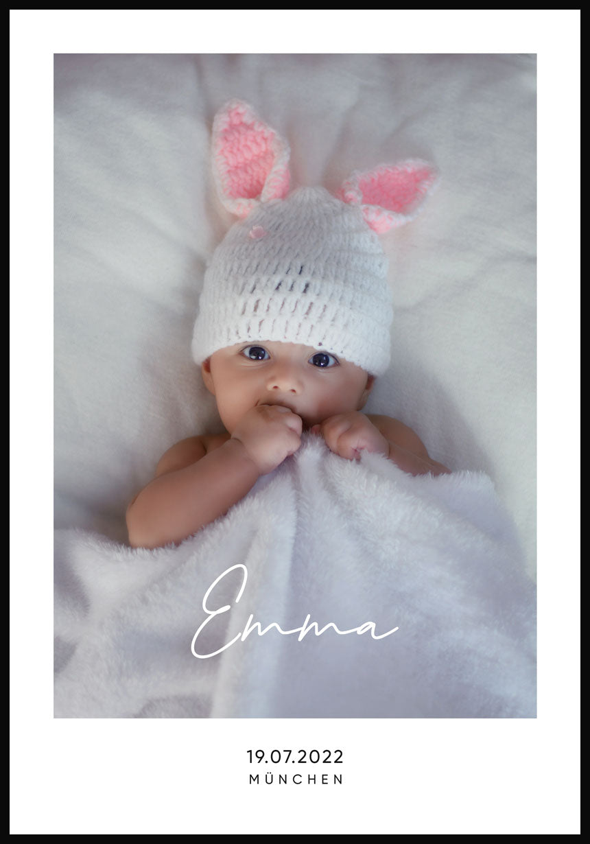 Personalisiertes Baby-Geburtsposter mit Bild und Namen