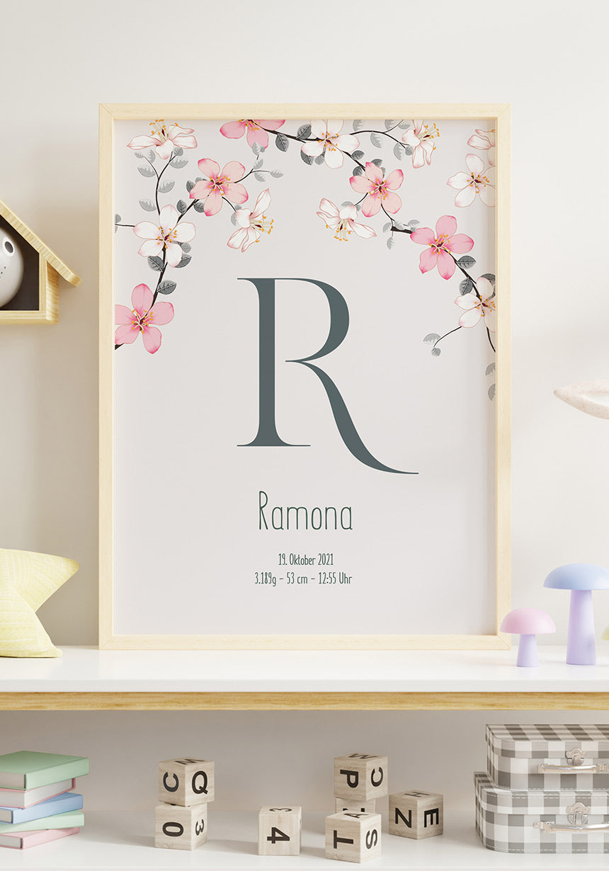 Personalisierbares Kinderposter zur Geburt mit Vornamen