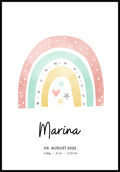 Personalisiertes Baby-Geburtsposter mit Regenbogen und Namen