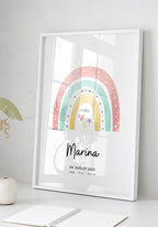 Personalisiertes Baby-Geburtsposter mit Regenbogen und Namen Geschenk