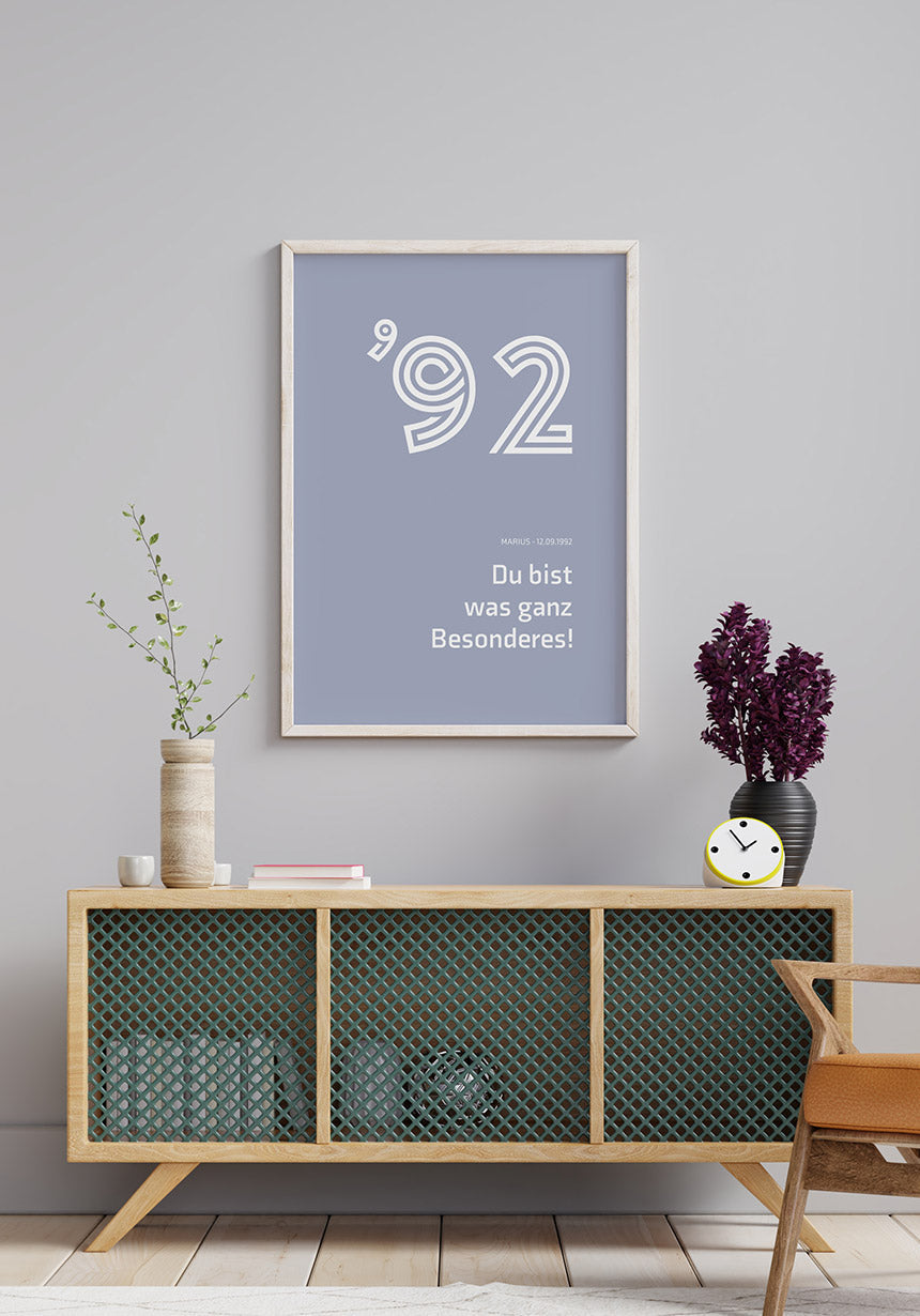 Du bist was ganz besonderes Poster Blau Holzrahmen