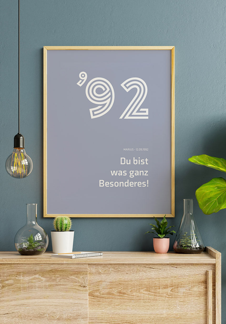 Du bist was ganz besonderes Poster Blau Jahreszahl