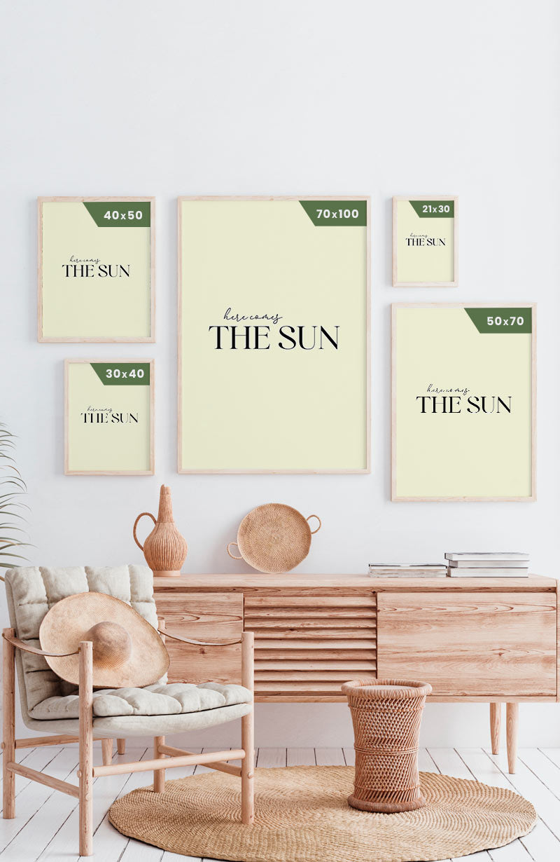Spruch Poster here comes the sun poster sizes