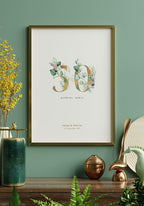 Goldene Hochzeit - Personalisierbares Poster goldener Rahmen