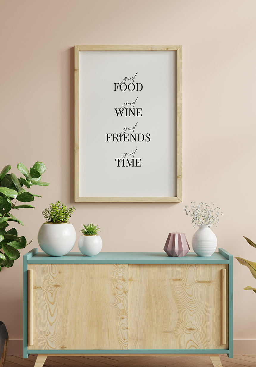 Spruch Poster good time black-white in the living room