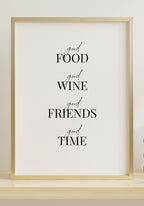 Spruch Poster good time black-white in gold frame