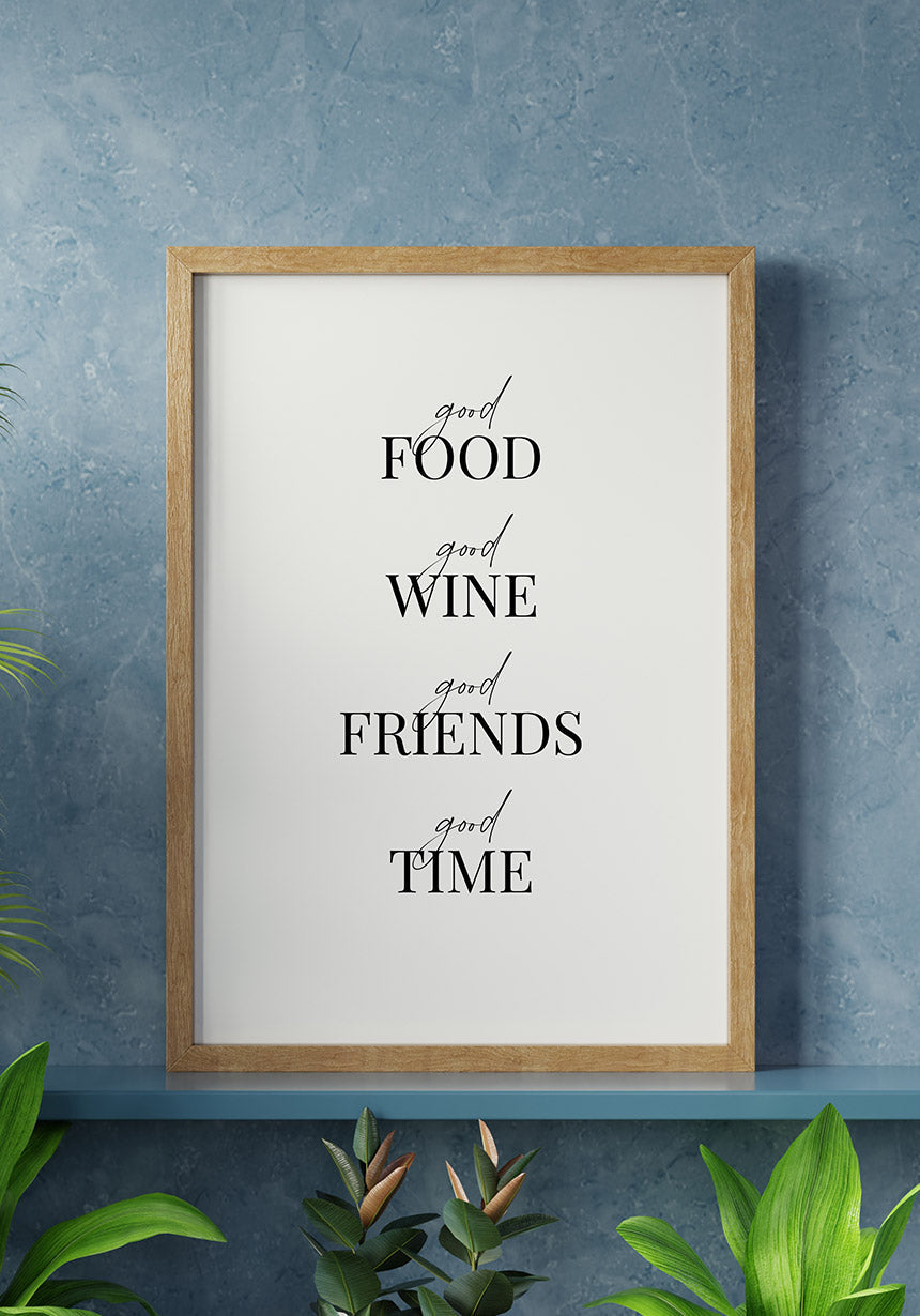 Spruch Poster good time black-white in front of concrete wall