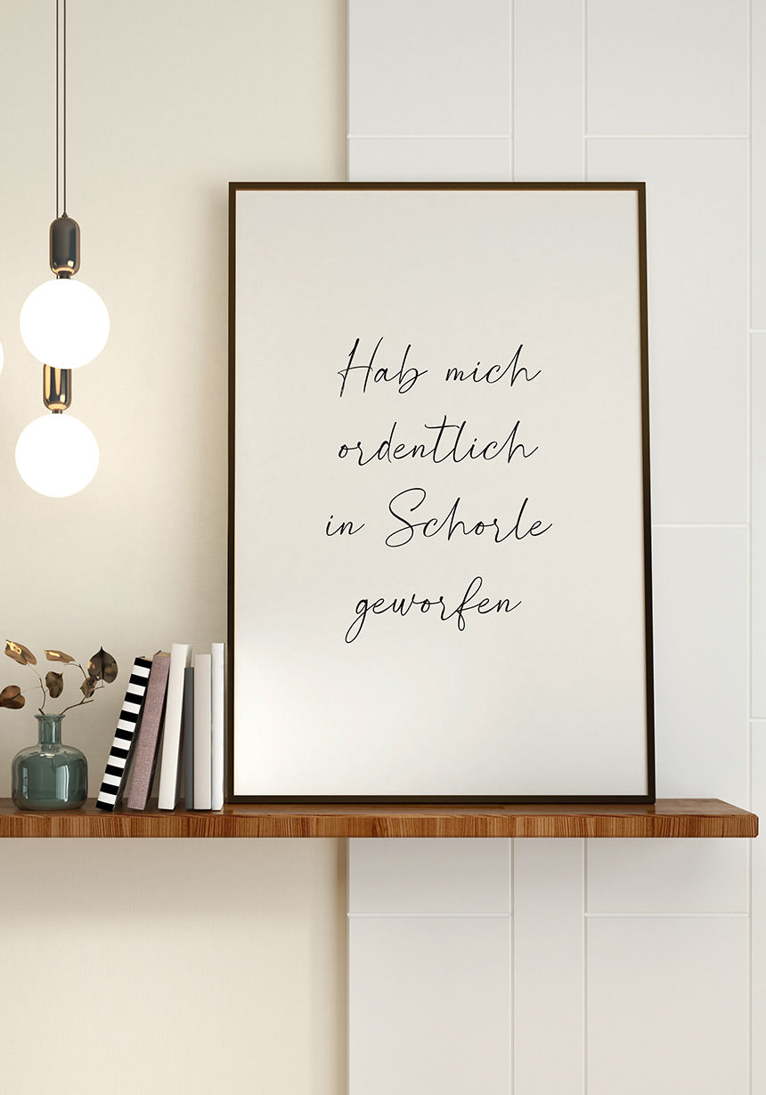 Poster has thrown me neatly in Schorle on the shelf