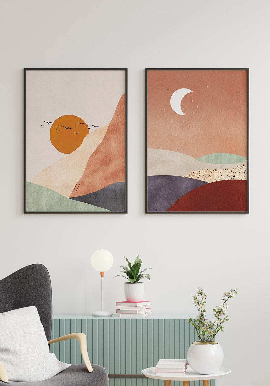 Poster Halbmond über Tal Luna e sole als Bilderwand