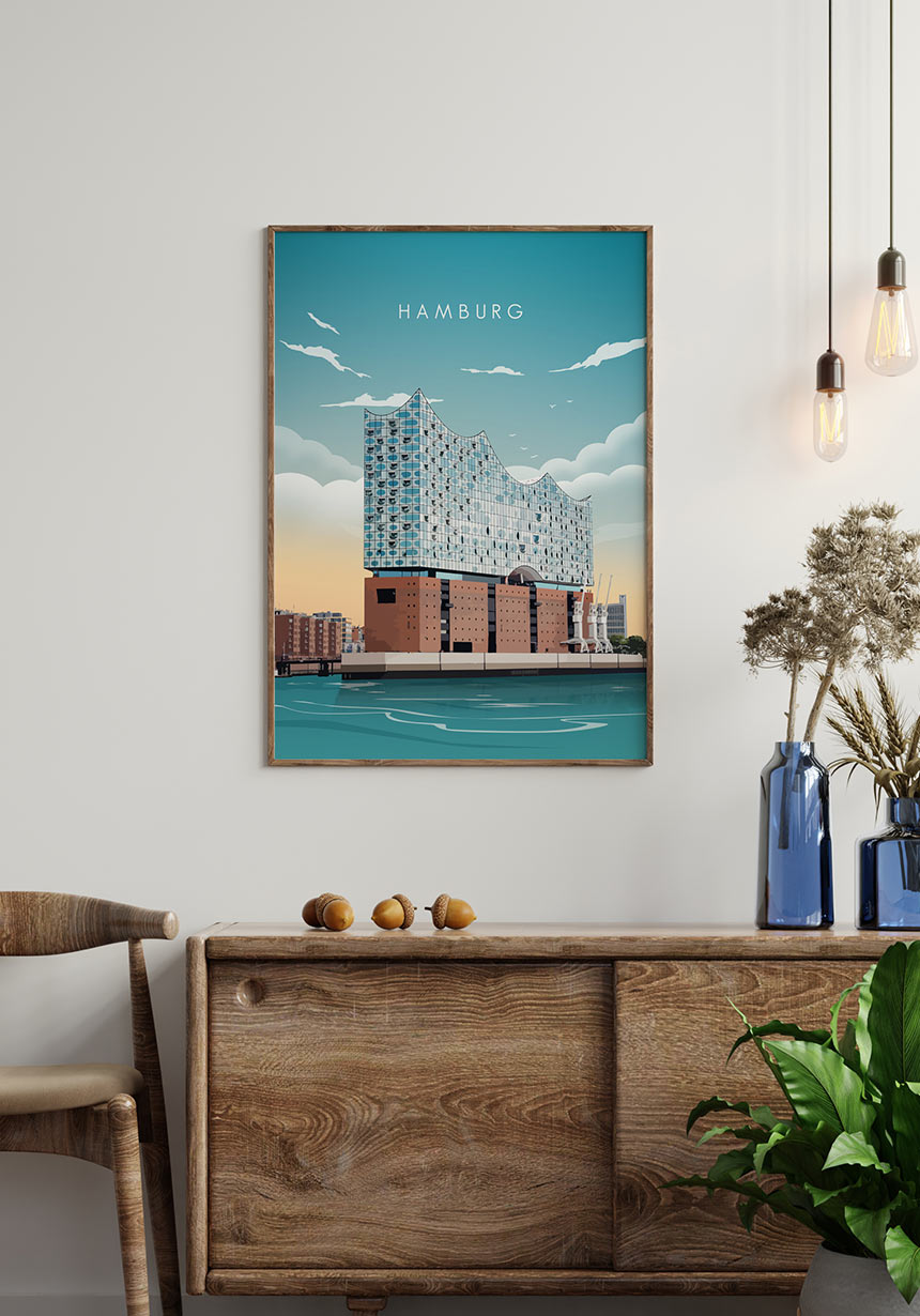 Illustrated Poster Hamburg Elbphilharmonie Reiseposter