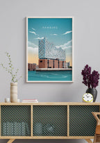 Illustrated Poster Hamburg Elbphilharmonie Wanddeko