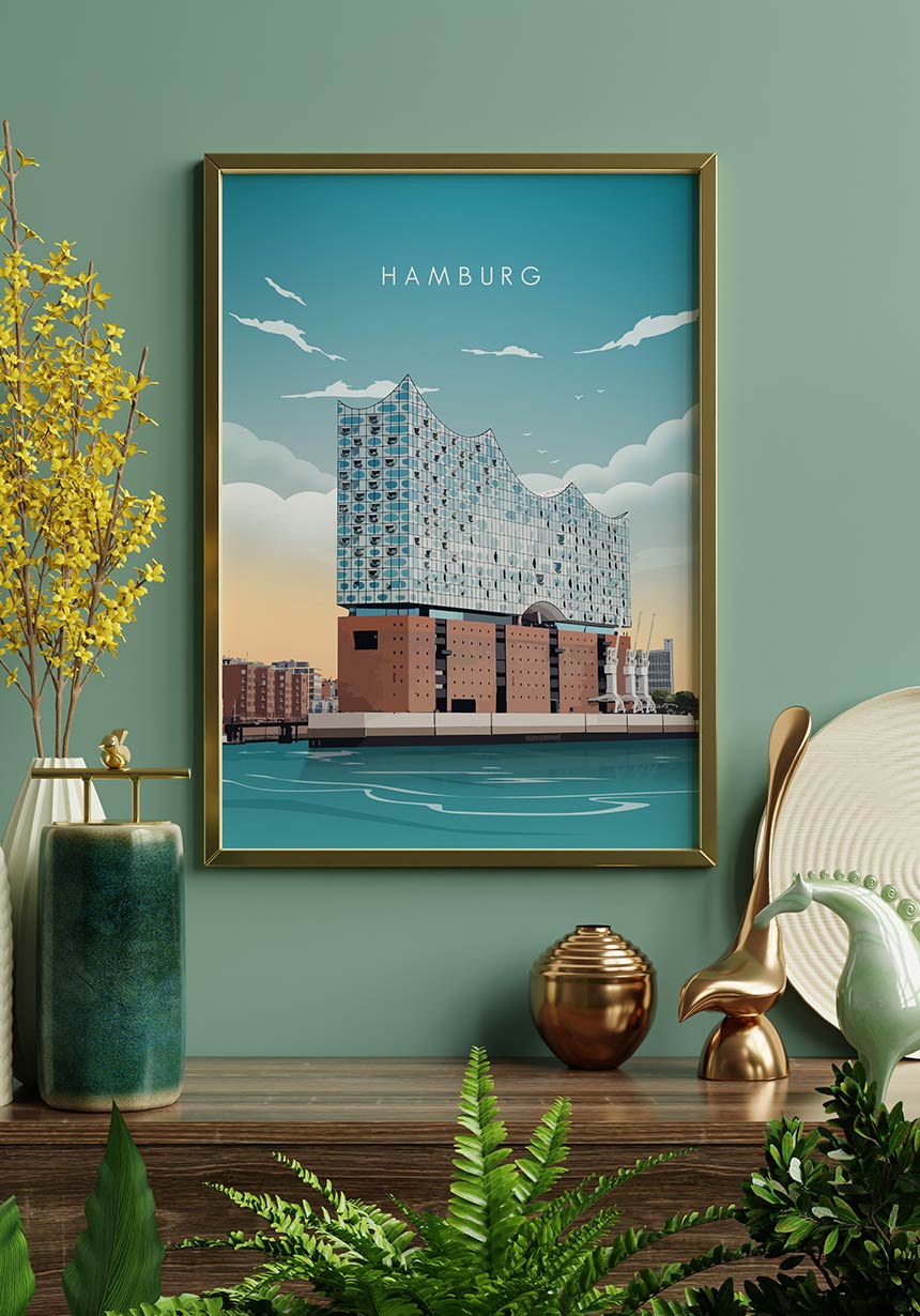 Illustrated Poster Hamburg Elbphilharmonie for Home