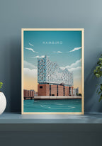 Illustrated poster Hamburg Elbphilharmonie for living room