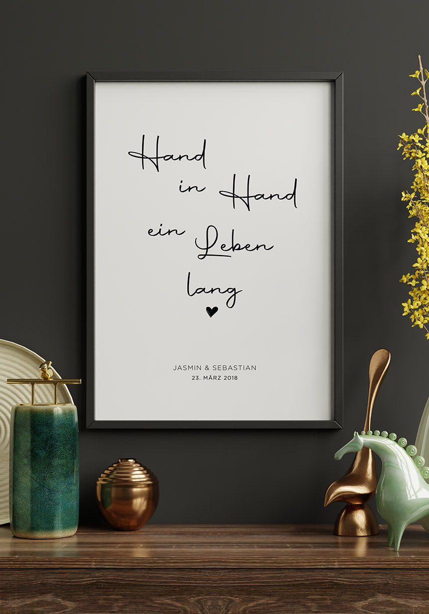 Hand in Hand ein Leben lang Poster personalisiert