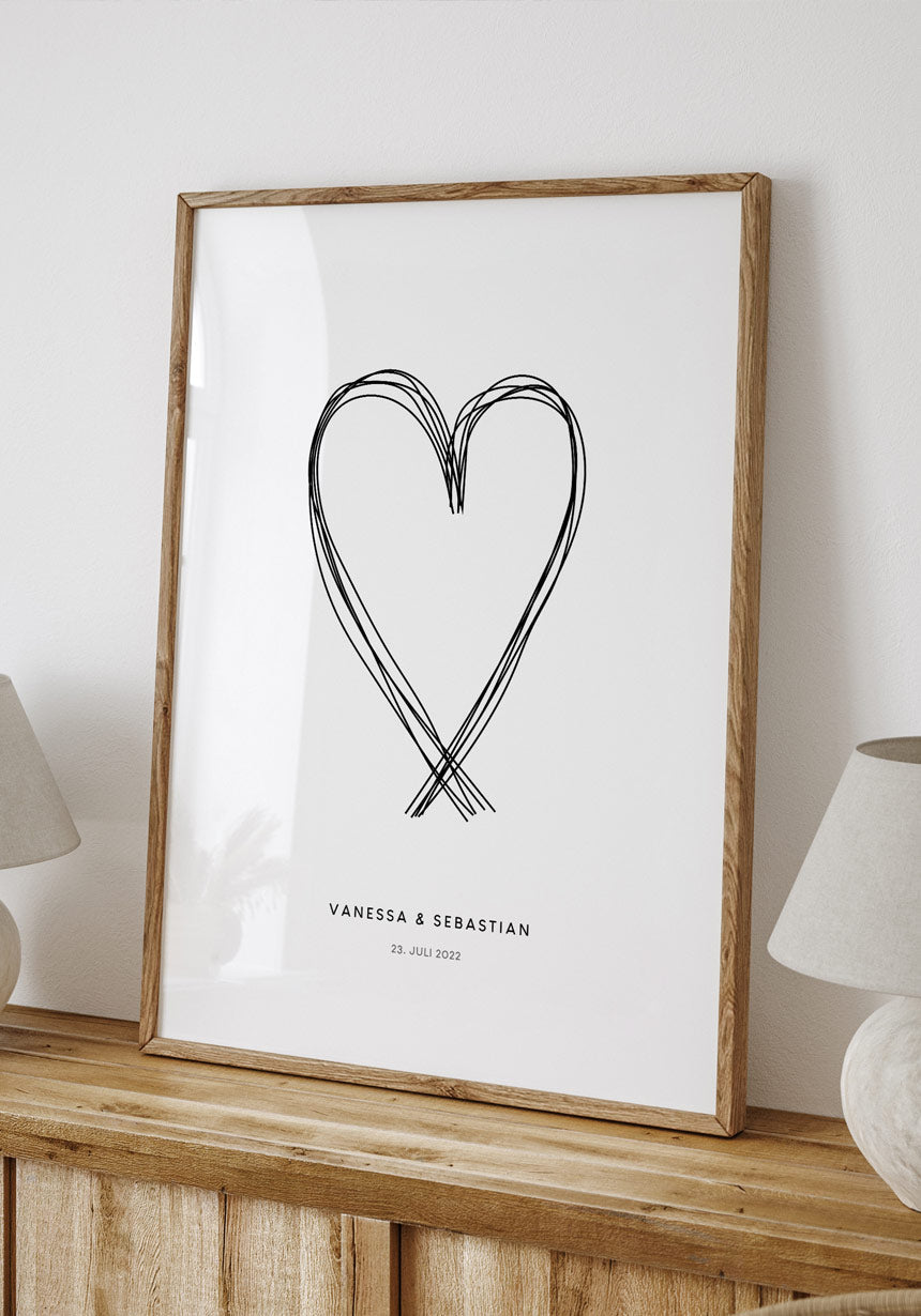 Poster mit Herz personalisiert mit Namen
