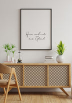 Poster here lives the happiness in the living room