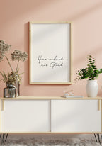 Spruch Poster here lives happiness over sideboard