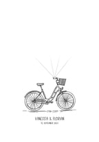 Personalisierbares Fingerabdruck-Poster Fahrrad für Paare zur Hochzeit ohne Fingerabdrücke