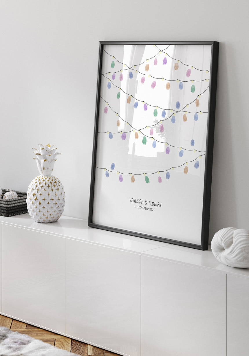 Poster Hochzeit Fingerabdrucke Girlande für Zuhause